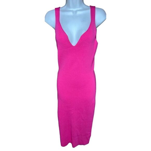Reiss DAKOTA SWEETHEART NECK KNITTED BODYCON Dress in Pink NWT Size Medium - Picture 7 of 13